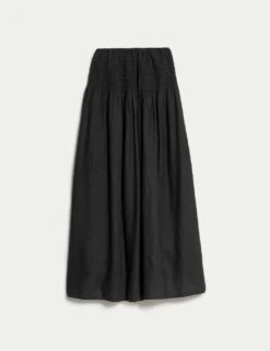 Linen Rich Maxi A-Line Skirt -M&S linen rich maxi a line skirt 5