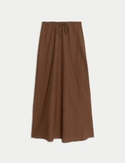 Bias Cut Maxi Skirt -M&S linen rich maxi skirt 11