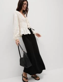 Bias Cut Maxi Skirt -M&S linen rich maxi skirt 8