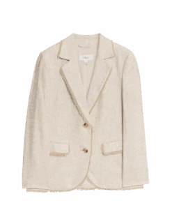 Linen Rich Melange Frayed Edge Blazer 18 Linen Rich Melange Frayed Edge Blazer -M&S linen rich melange frayed edge blazer