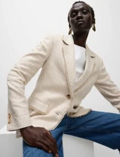 Linen Rich Melange Frayed Edge Blazer 20 Linen Rich Melange Frayed Edge Blazer -M&S linen rich melange frayed edge blazer 6