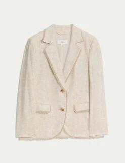 Linen Rich Melange Frayed Edge Blazer 22 Linen Rich Melange Frayed Edge Blazer -M&S linen rich melange frayed edge blazer 8