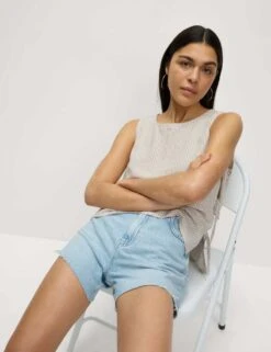 Linen Rich Printed Tie Side Vest -M&S linen rich printed tie side vest 6