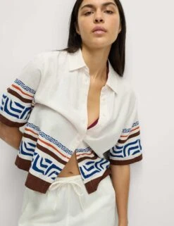 Linen Rich Printed Top -M&S linen rich printed top 10