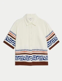 Linen Rich Printed Top -M&S linen rich printed top 6