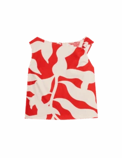 Linen Rich Printed Twist One Shoulder Top -M&S linen rich printed twist one shoulder top