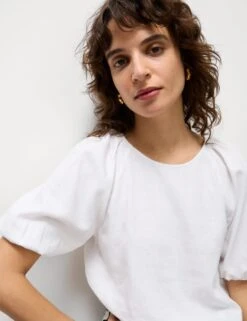 Linen Rich Round Neck Blouse 18 Linen Rich Round Neck Blouse -M&S linen rich round neck blouse 5