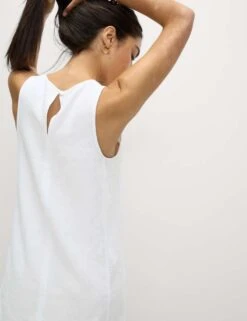 Linen Rich Round Neck Mini Shift Dress -M&S linen rich round neck mini shift dress 7