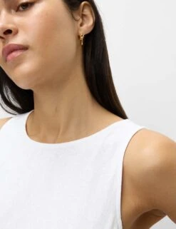 Linen Rich Round Neck Mini Shift Dress -M&S linen rich round neck mini shift dress 8