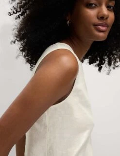 Linen Rich Shimmer Cross Back Tank Top -M&S linen rich shimmer cross back tank top 6