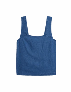 Linen Rich Square Neck Vest Top -M&S linen rich square neck vest top