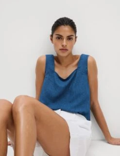 Linen Rich Square Neck Vest Top -M&S linen rich square neck vest top 6