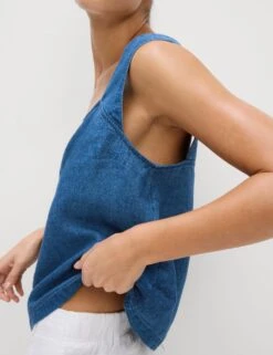 Linen Rich Square Neck Vest Top -M&S linen rich square neck vest top 9