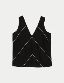 Linen Rich Stitch Detail Top -M&S linen rich stitch detail top 4