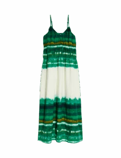 Linen Rich Strappy V Neck Swing Dress -M&S linen rich strappy v neck swing dress