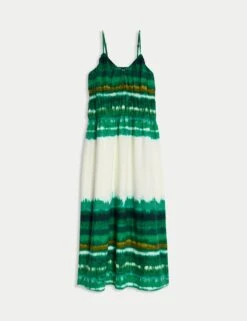 Linen Rich Strappy V Neck Swing Dress -M&S linen rich strappy v neck swing dress 5