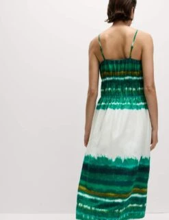 Linen Rich Strappy V Neck Swing Dress -M&S linen rich strappy v neck swing dress 8