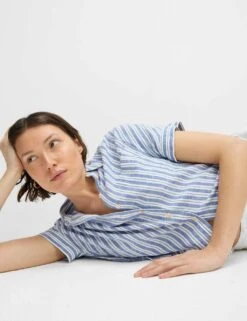 Linen Rich Striped Relaxed Shirt -M&S linen rich striped relaxed shirt 8