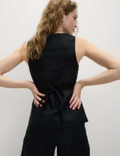 Linen Rich Tailored Twill Square Neck Waistcoat -M&S linen rich tailored twill square neck waistcoat 7