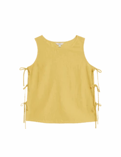 Linen Rich Tie Side Tank Top -M&S linen rich tie side tank top
