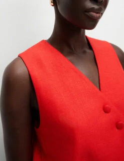 Linen Rich Twill Textured Asymmetric Waistcoat -M&S linen rich twill textured asymmetric waistcoat 5