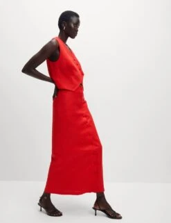 Linen Rich Twill Textured Asymmetric Waistcoat -M&S linen rich twill textured asymmetric waistcoat 7