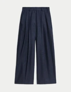 Linen Rich Twill Wide Leg Trousers -M&S linen rich twill wide leg trousers 17