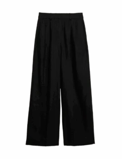 Linen Rich Twill Wide Leg Trousers -M&S linen rich twill wide leg trousers