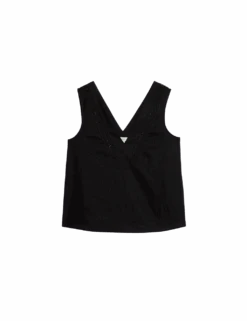 Linen Rich V-Neck Lace Insert Top -M&S linen rich v neck lace insert top 1