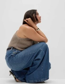 Lyocell™ Blend Wide Palazzo Leg Jeans -M&S lyocell blend wide leg jeans 4