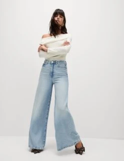Lyocell™ Blend Wide Palazzo Leg Jeans -M&S lyocell blend wide leg jeans 7