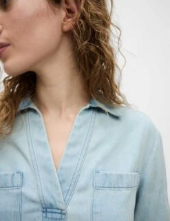 Lyocell Denim Oversized Crop Shirt -M&S lyocell denim oversized crop shirt 9