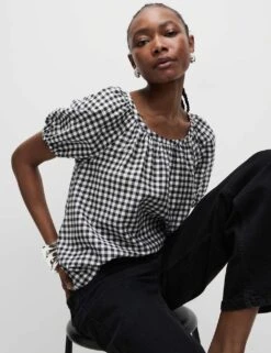 Lyocell Rich Printed Crew Neck Blouse -M&S lyocell rich leopard print crew neck blouse 11