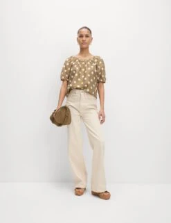 Lyocell Rich Printed Crew Neck Blouse -M&S lyocell rich leopard print crew neck blouse 5