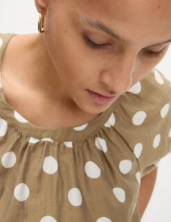 Lyocell Rich Printed Crew Neck Blouse -M&S lyocell rich leopard print crew neck blouse 9