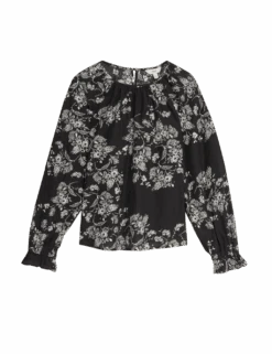 Lyocell Rich Printed Blouse -M&S lyocell rich printed blouse 1