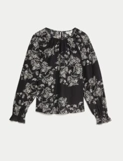 Lyocell Rich Printed Blouse -M&S lyocell rich printed blouse 12