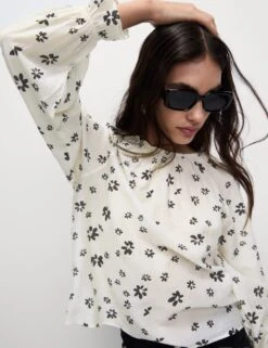 Lyocell Rich Printed Blouse -M&S lyocell rich printed blouse 7