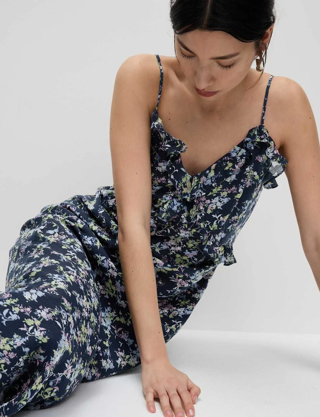 Lyocell Rich Printed Ruffle Midi Cami Dress 14 Lyocell Rich Printed Ruffle Midi Cami Dress - Image 12