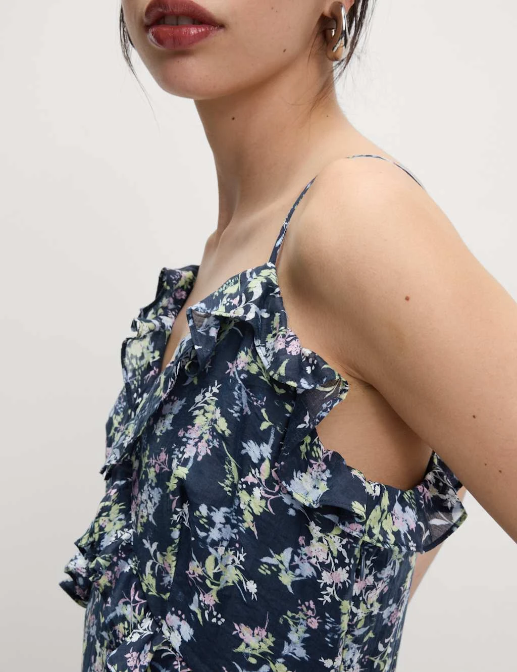 Lyocell Rich Printed Ruffle Midi Cami Dress 17 Lyocell Rich Printed Ruffle Midi Cami Dress - Image 15