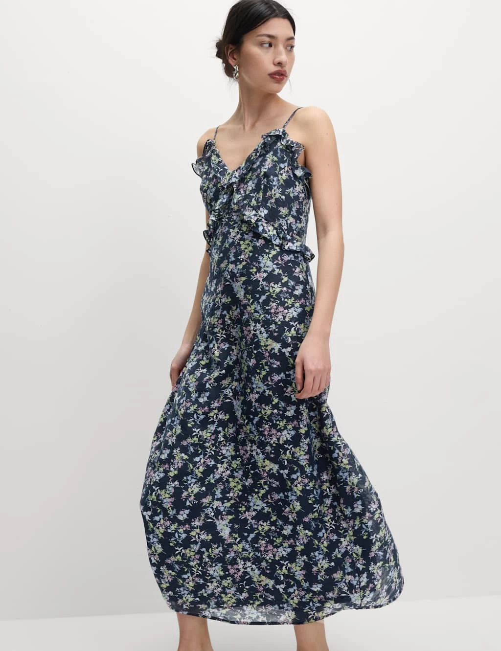 Lyocell Rich Printed Ruffle Midi Cami Dress 13 Lyocell Rich Printed Ruffle Midi Cami Dress - Image 11