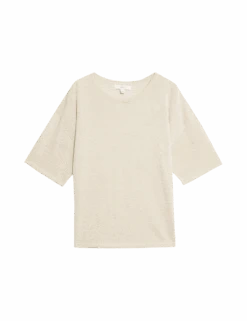 Metallic Crew Neck Knitted Top -M&S metallic crew neck knitted top 1