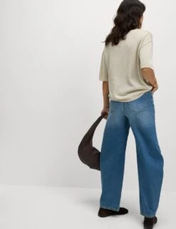 Metallic Crew Neck Knitted Top -M&S metallic crew neck knitted top 16