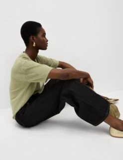 Metallic Crew Neck Knitted Top -M&S metallic crew neck knitted top 8