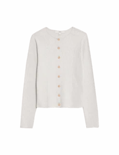 Metallic Crew Neck Slim Fit Cardigan -M&S metallic crew neck slim fit cardigan 1