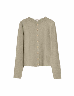 Metallic Crew Neck Slim Fit Cardigan -M&S metallic crew neck slim fit cardigan