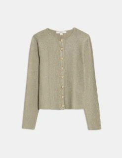 Metallic Crew Neck Slim Fit Cardigan -M&S metallic crew neck slim fit cardigan 7