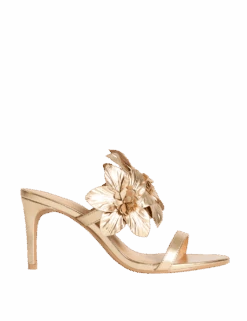 Metallic Flower Corsage Stiletto Mules -M&S metallic flower corsage stiletto mules
