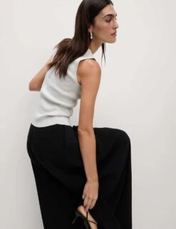 Metallic Ribbed Crew Neck Cropped Vest Top -M&S metallic ribbed crew neck cropped vest top 11