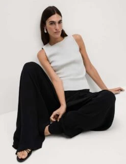 Metallic Ribbed Crew Neck Cropped Vest Top -M&S metallic ribbed crew neck cropped vest top 9